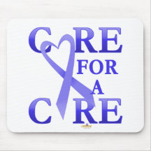 PeriwinkleBlueHeartRibbonCareCureDark Mouse Mats