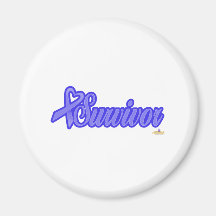 PeriwinkleBlueHeartRibbonSurvivor Refrigerator Magnets