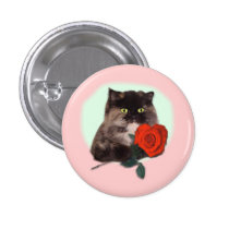 Persian Kitty with Rose Gifts and Apparel buttons