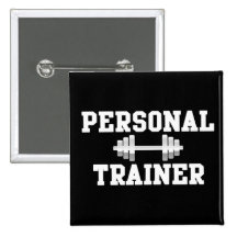 Personal Trainer Black and White Dumbell Training Pin