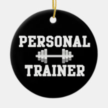 Personal Trainer Black and White Dumbell Training Christmas Ornament