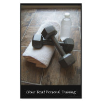 Personal Trainer or Fitness Dumbells Towel & Water Full Color Flyer