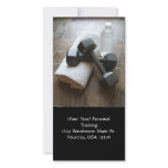 Personal Trainer or Fitness Dumbells Towel & Water Personalized Photo Card