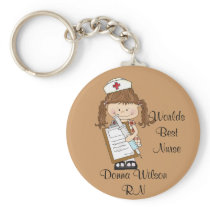 Personalise Brunette Nurse Gifts! Key Chains