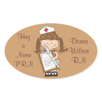 Personalise Brunette Nurse Gifts! Stickers