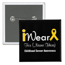 Personalise gold Ribbon Childhood Cancer Button