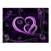 Personalise Purple Hearts Elegant Postcard