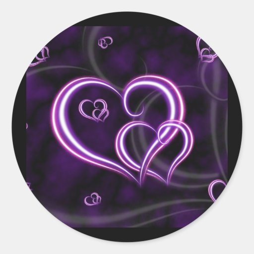 Personalise Purple Hearts Elegant Round Sticker