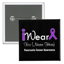 Personalise Purple Ribbon Pancreatic Cancer Pinback Buttons