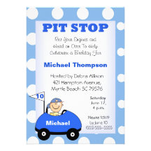 Personalise Race Car Birthday Invitations