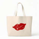 Personalise Red Lips Tote Bag