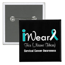 Personalise Teal and White Ribbon Cervical Cancer Pins