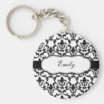 Personalise With Your Name Damask Keychain