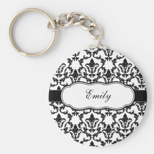 Personalise With Your Name Damask Keychain