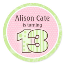 Personalised 13th Birthday Seal Round Sticker