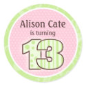 Personalised 13th Birthday Seal stickers
