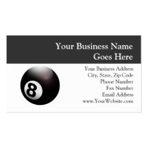 Personalised 8 Ball Billiards Business Card