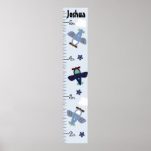 Personalised Adorable Aeroplanes Growth Chart Print