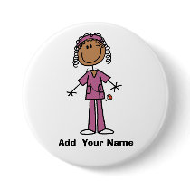 Personalised African American  Nurse  Button