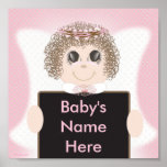 Personalised Baby Girl Angel Wall Poster posters