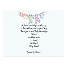 Personalised Baby Shower Invitation-Clothesline Postcards