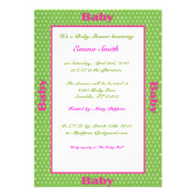 Personalised Baby shower invitations pink dots