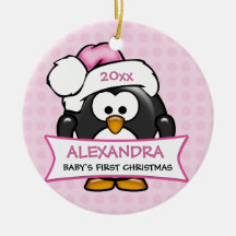 Personalised Baby's First Christmas Penguin Christmas Ornament