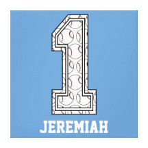 Personalised Baseball Number 1 Stretched Canvas Print