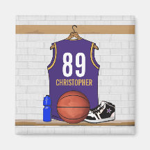 Personalised  Basketball Jersey (PG) Fridge Magnet