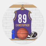 Personalised  Basketball Jersey (PG) Round Stickers