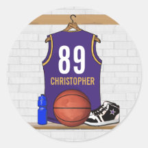 Personalised  Basketball Jersey (PG) Round Stickers
