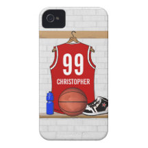 Personalised Basketball Jersey (red) iPhone 4 Cover
