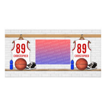 Personalised Basketball Jersey (white red) Photo Greeting Card