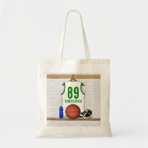 Personalised Basketball Jersey (whitegreen) Tote Bags