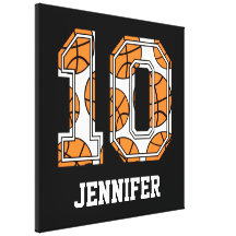 Personalised Basketball Number 10 Gallery Wrapped Canvas