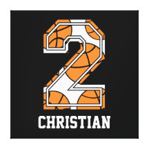 Personalised Basketball Number 2 Gallery Wrap Canvas