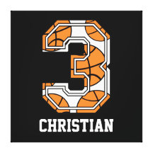 Personalised Basketball Number 3 Canvas Prints