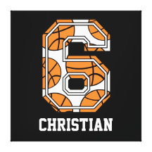 Personalised Basketball Number 6 Canvas Prints