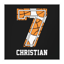 Personalised Basketball Number 7 Stretched Canvas Print