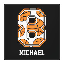 Personalised Basketball Number 8 Gallery Wrapped Canvas