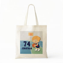 Personalised basketball player cartoon kids canvas bag