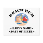 Personalised Beach Bum New Baby Gift postcards