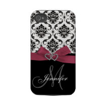 Personalised Black Damask Pink iPhone 4 Case-Mate