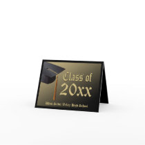 Personalised Black + Gold Graduation Announcement Card