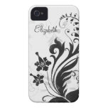 Personalised Black White Floral iPhone 4 Case