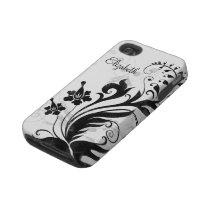 Personalised Black White Floral iPhone 4 Case