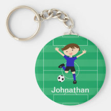 Personalised  Blue and Black Soccer Goal Keychain