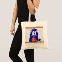 Personalised Blue Basketball Jersey Tote Bag