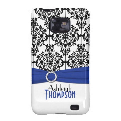 Personalised Blue, Black, White Damask Samsung Galaxy SII Covers
