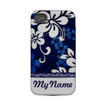 Personalised Blue Hawaii Flowers Iphone 4 Tough Cases